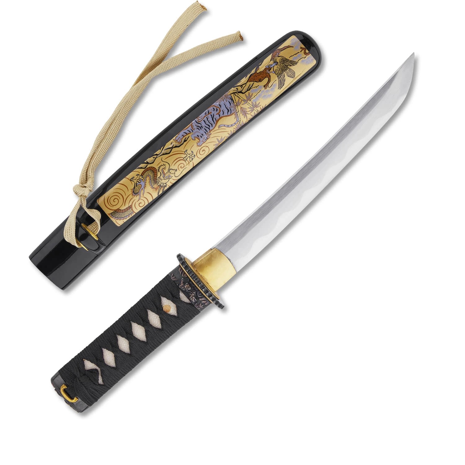 foto Kawashima Tanto Taiga 0,69 Shaku, uhl�kov� ocel AISI 1045, le�t�n� imitace hamonu